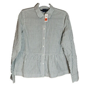 Gap Cotton‎ Striped Shirt Womens Sz S Peasant Boho Business Casual Officecore